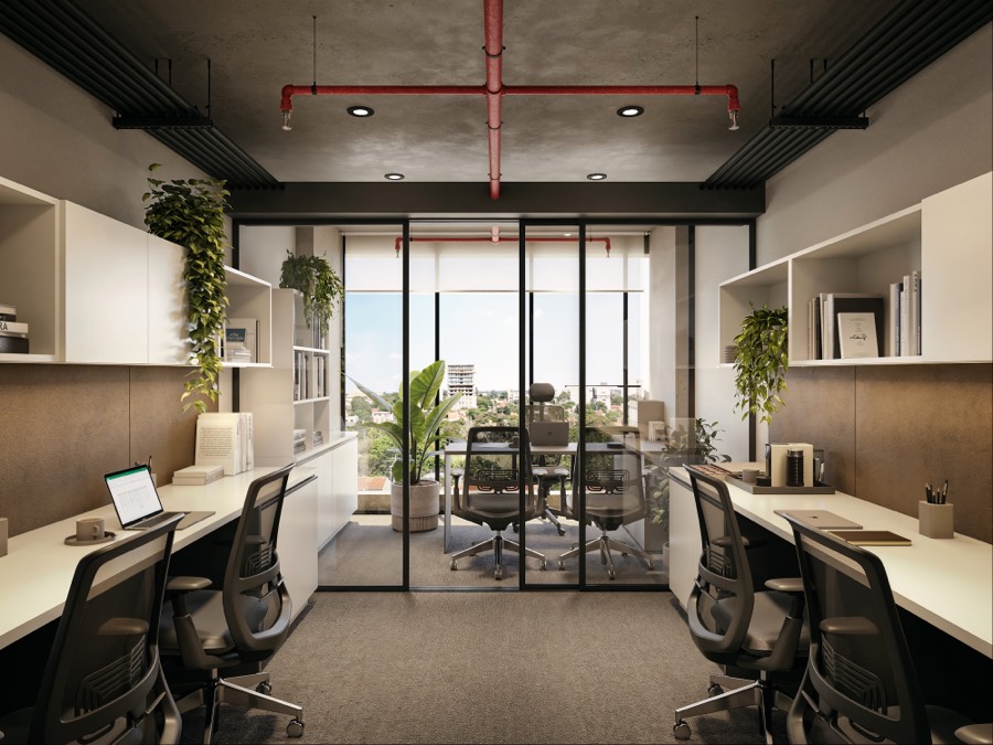 Render de la oficina Tipo A