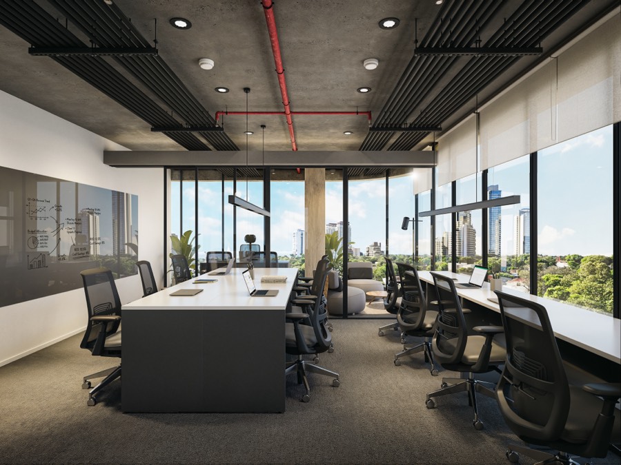 Render de la oficina Tipo D-G