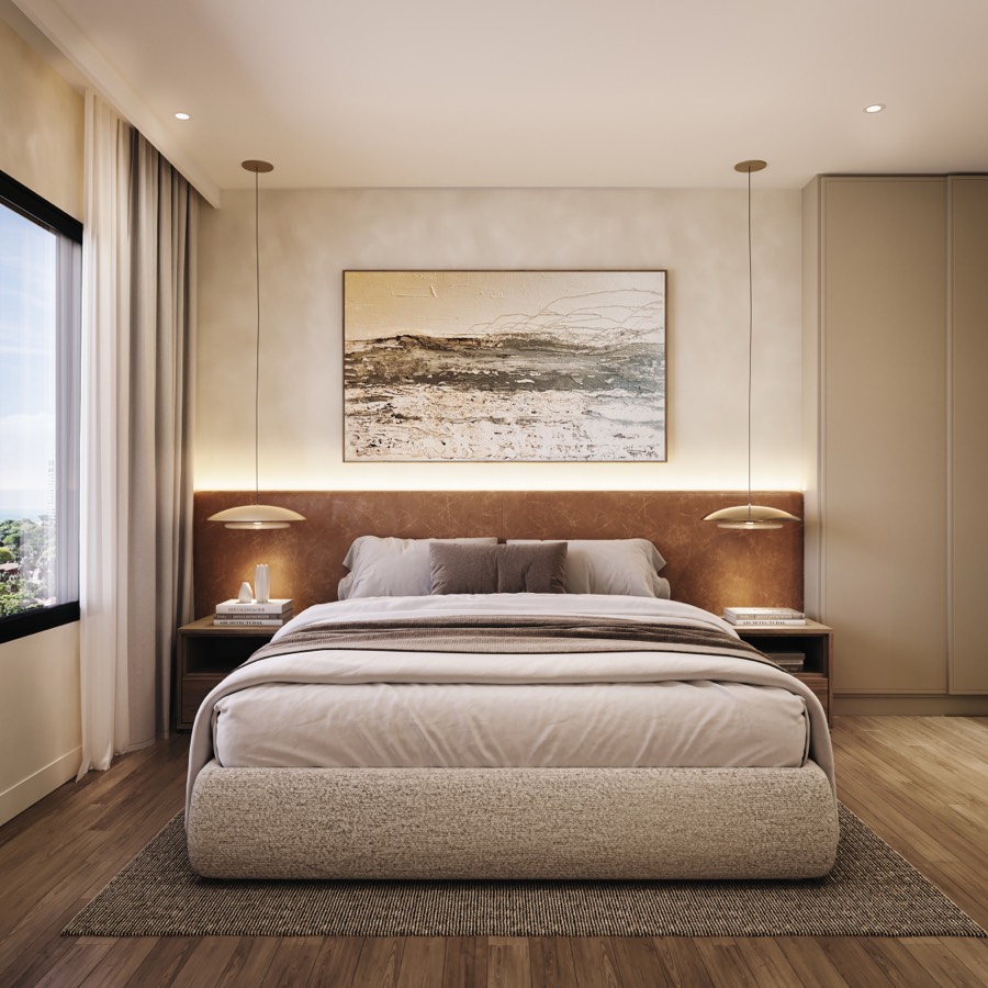 Dormitorio con balcón