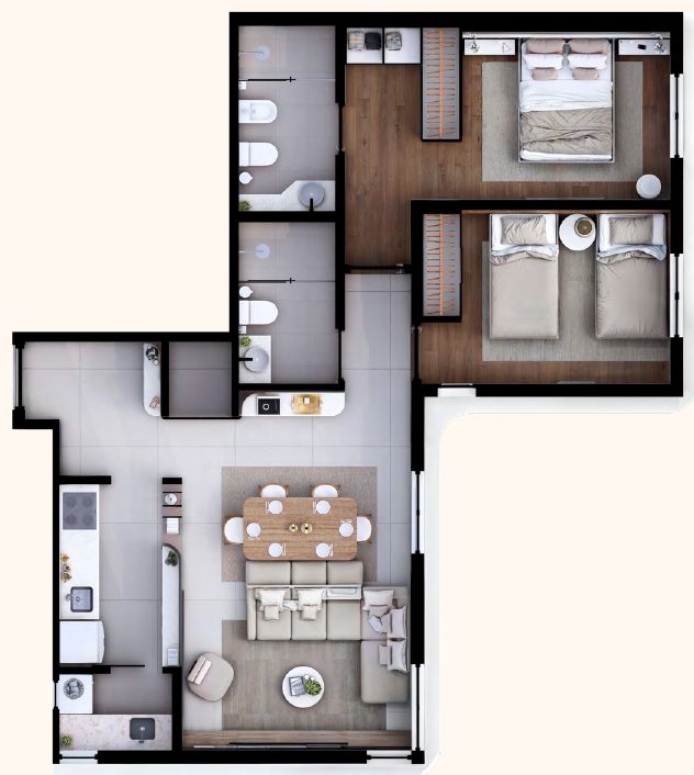 Plano de 2 habitaciones