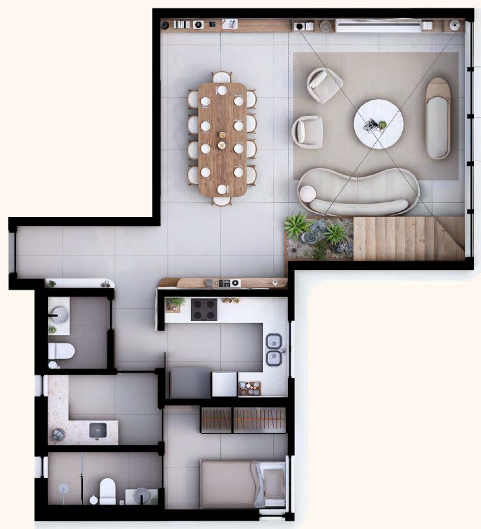 Plano del penthouse, planta baja